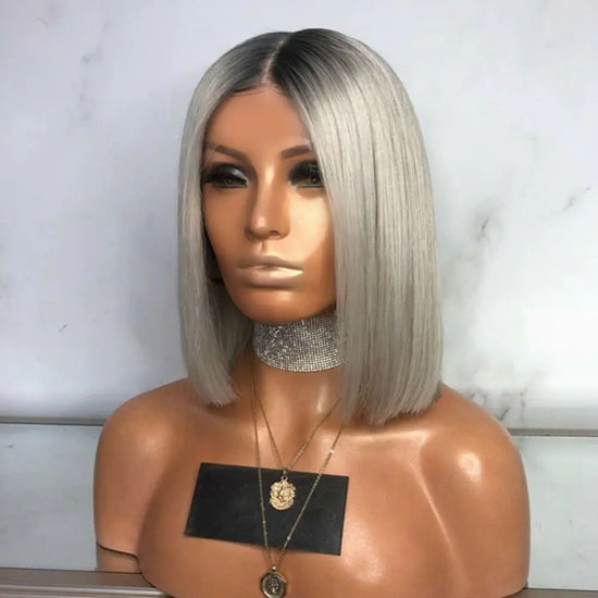 Black and Gray Ombre Bob Wig for Women