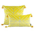 Yellow geometric throw pillows with tassels, modern decorative cushions set