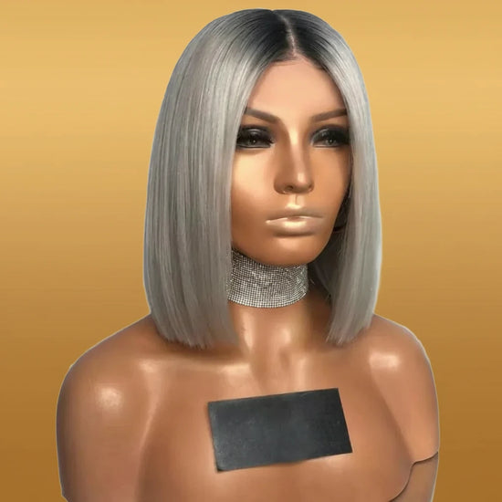 Black and Gray Ombre Bob Wig for Women