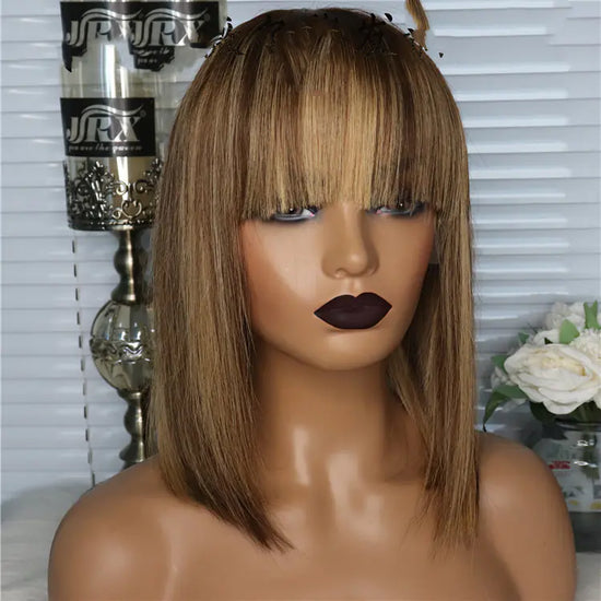 Piano Color Short Straight Human Hair Bob Wig