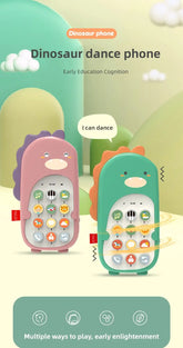 Dinosaur dance phone toy for kids, pink and green, early education learning device
