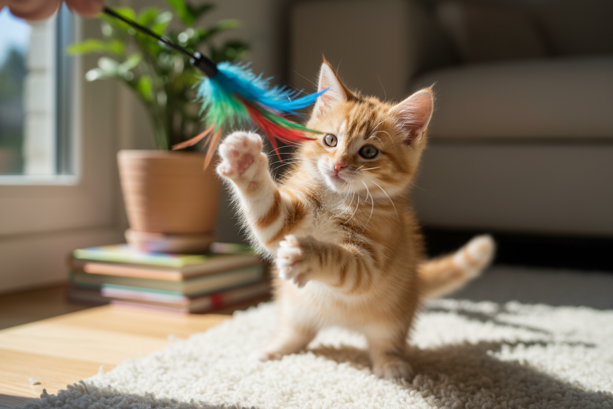real kitten playing